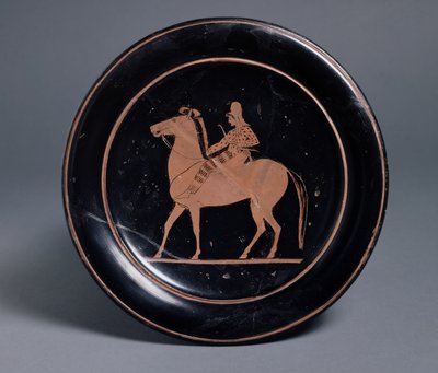 Attic Red-Figure Plate Decorated with Mounted Archer, by Paseas, Greek from Chuisi, c.520-510 BC by Greek
